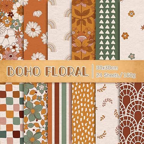 24 Floral Pattern Scrapbook Papers for Crafts