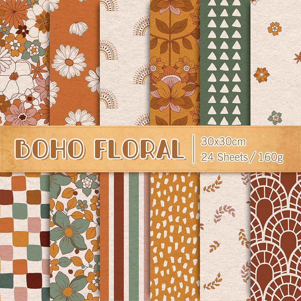 24 Floral Pattern Scrapbook Papers for Crafts