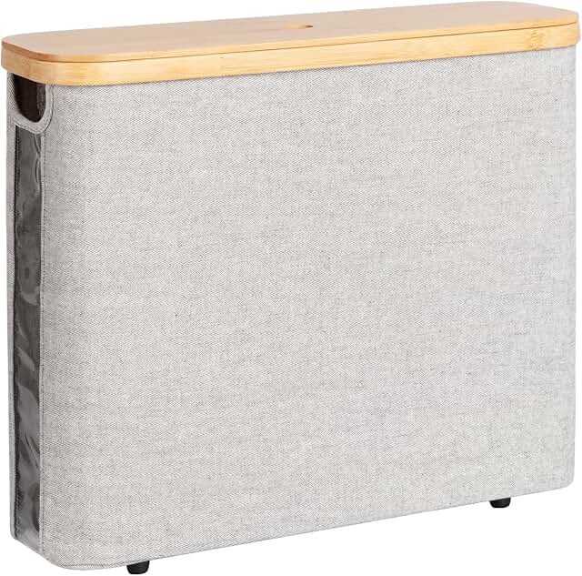 Toilet Paper Storage Basket with Bamboo Lid