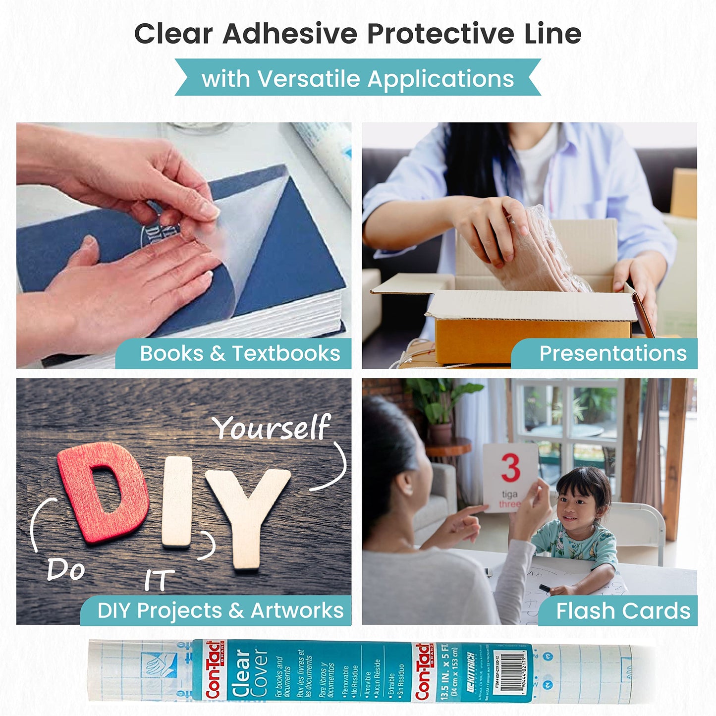 Clear adhesive protective liner for books and documents