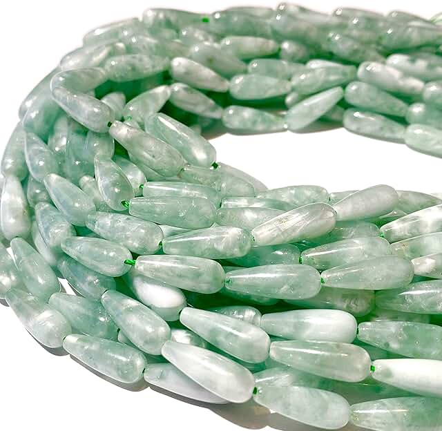 Russian Moss-Green Angelite Tear Drop Gemstone Beads