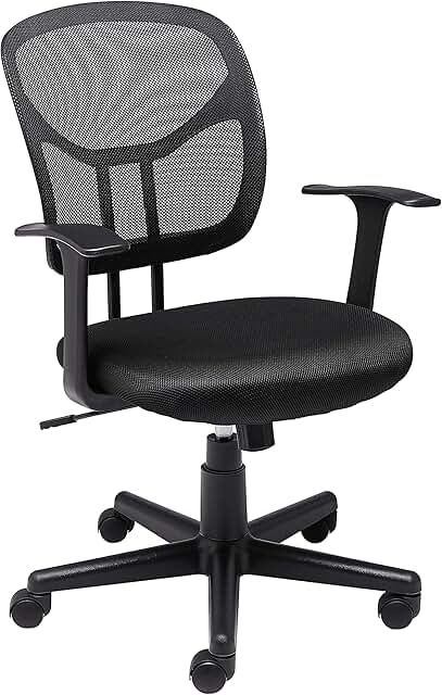 Mesh mid-back swivel office chair with armrests and lumbar support