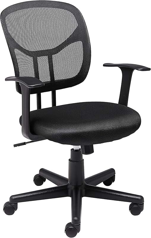 Mesh mid-back swivel office chair with armrests and lumbar support