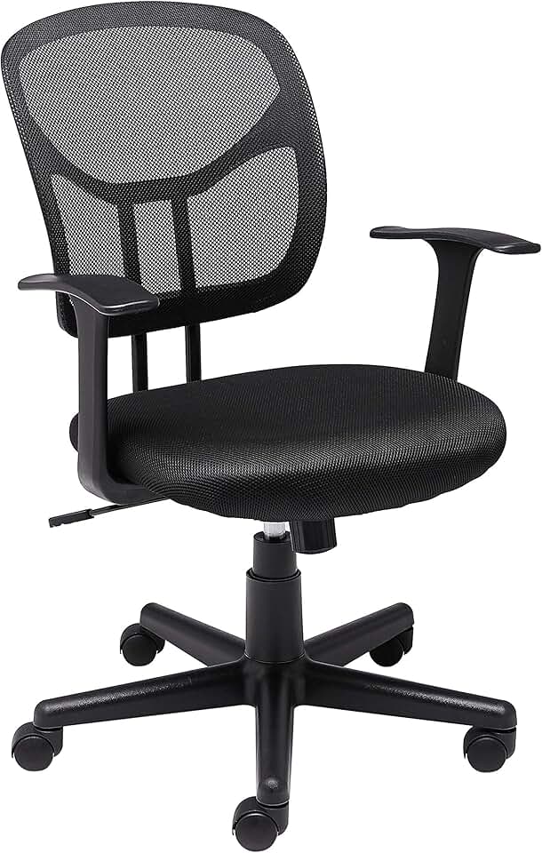 Mesh mid-back swivel office chair with armrests and lumbar support