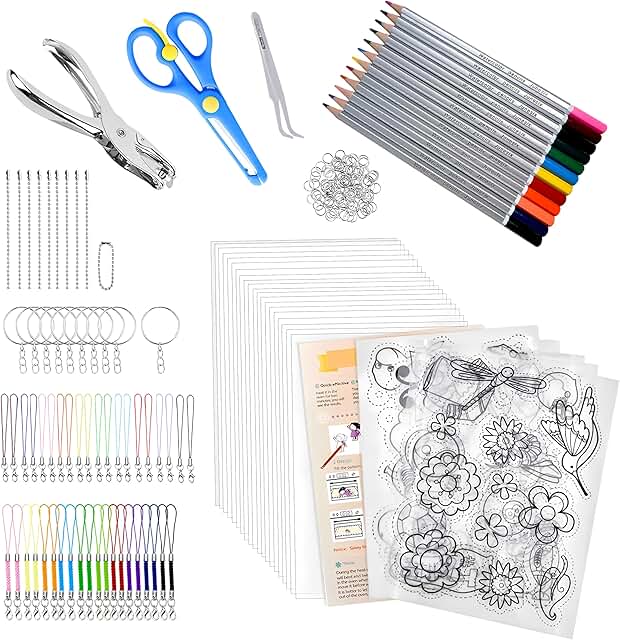 200-Piece Shrinky Dink Keychain Kit for DIY Crafts