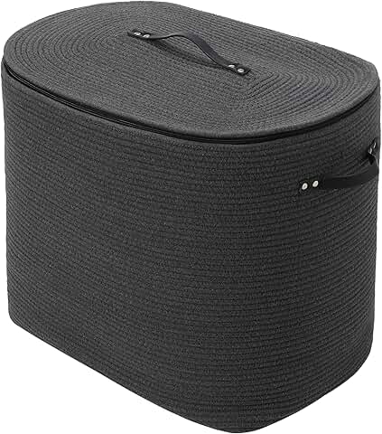 Large Cotton Rope Rectangular Basket with Lid and Zipper