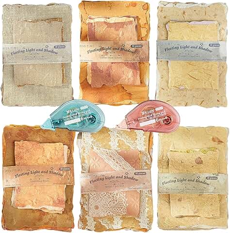 180 Sheets Embossed Textured Scrapbook Paper with Tapes