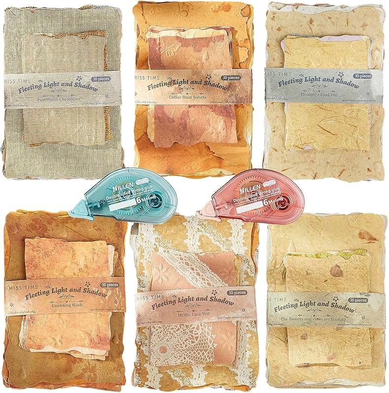 180 Sheets Embossed Textured Scrapbook Paper with Tapes