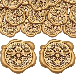 50 Gold 3D Bee Wax Seal Stickers for Invitations and Gifts