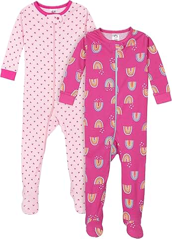 Baby Girls' Two-Pack Footed Pajamas