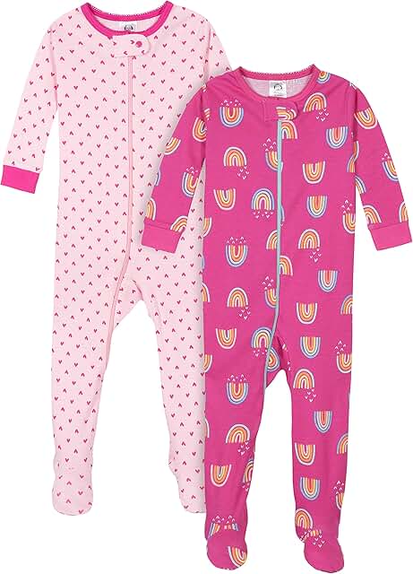 Baby Girls' Two-Pack Footed Pajamas