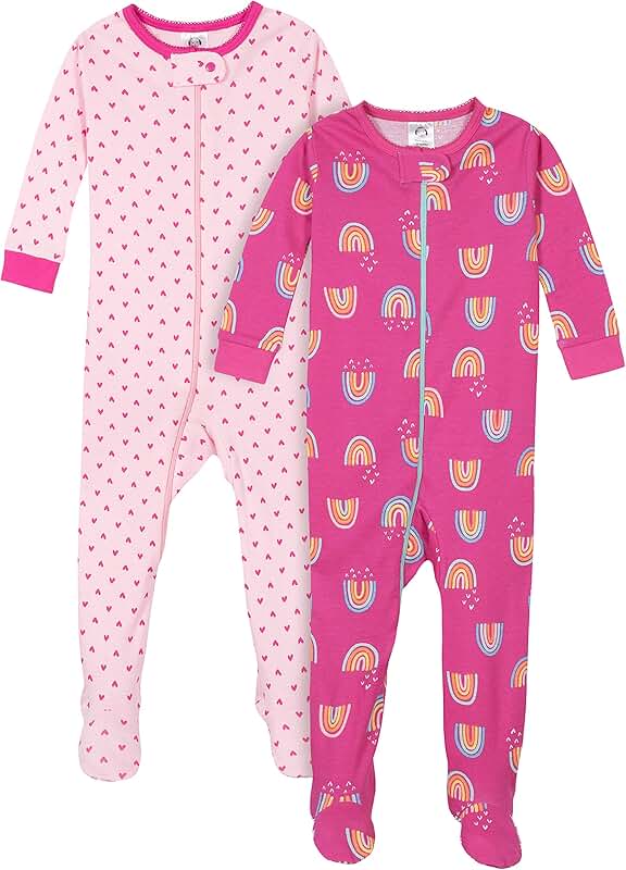 Baby Girls' Two-Pack Footed Pajamas