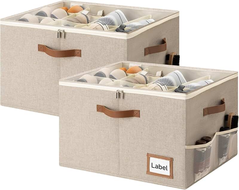 Two Shoe Storage Cubes for Closet, Holds 16 Pairs