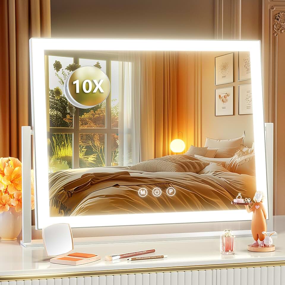 Lighted Makeup Mirror with LED Lights and 5X Magnification