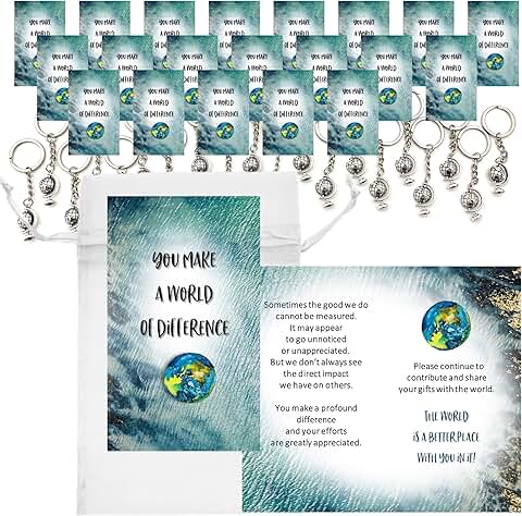 20 Appreciation Mini Cards and Globe Keychains