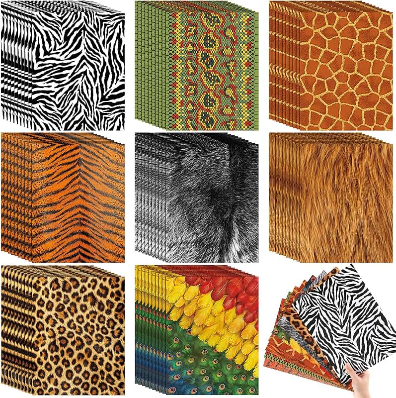 80 Animal Print Craft Paper, 8.3x11 Inches