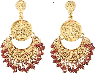 Traditional Indian gold and silver chandelier earrings for women