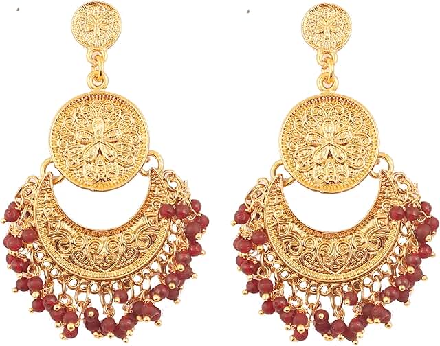 Traditional Indian gold and silver chandelier earrings for women