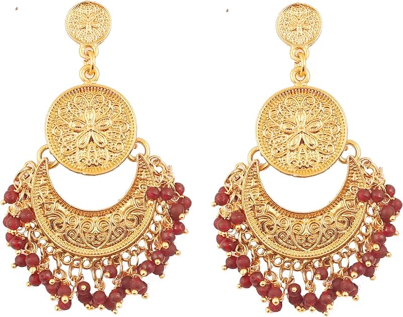 Traditional Indian gold and silver chandelier earrings for women