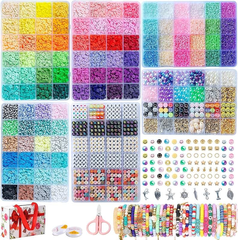 6-Box Friendship Bracelet Making Kit with Beads and Charms