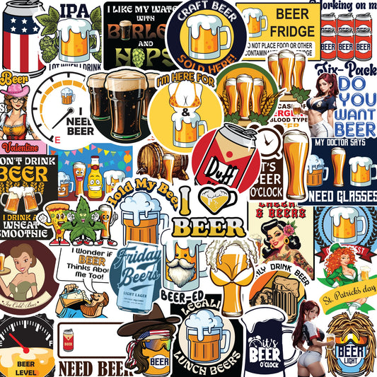50 Large Funny Waterproof Vinyl Stickers for Adults