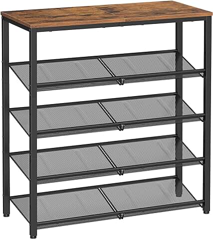 5-Tier Shoe Rack Organizer with Shelves and Top