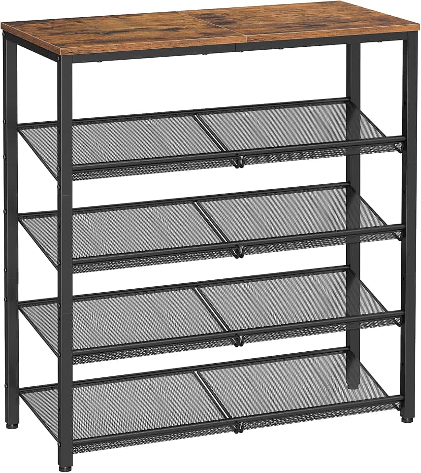 5-Tier Shoe Rack Organizer with Shelves and Top