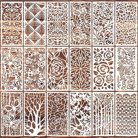 Reusable floral and leaf texture stencils for crafts