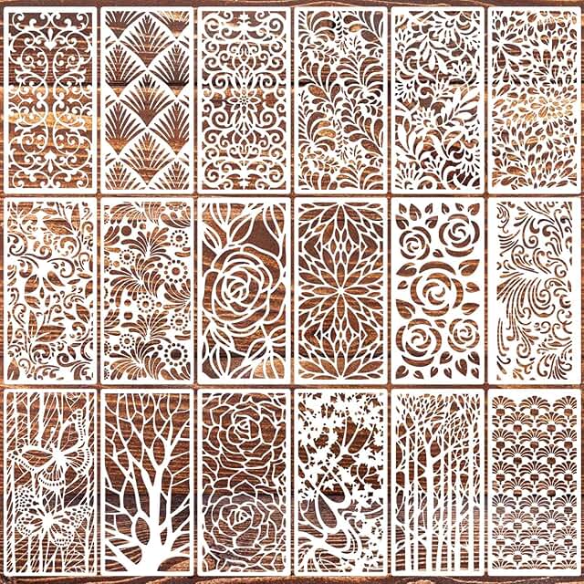 Reusable floral and leaf texture stencils for crafts