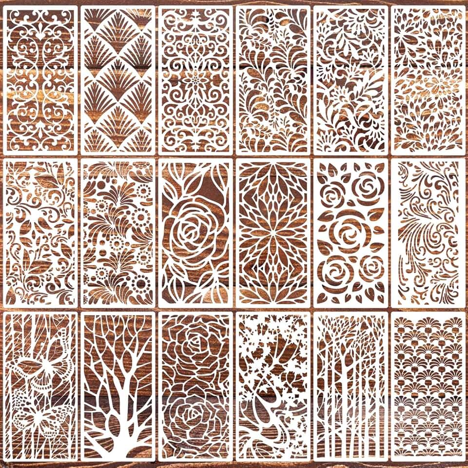 Reusable floral and leaf texture stencils for crafts