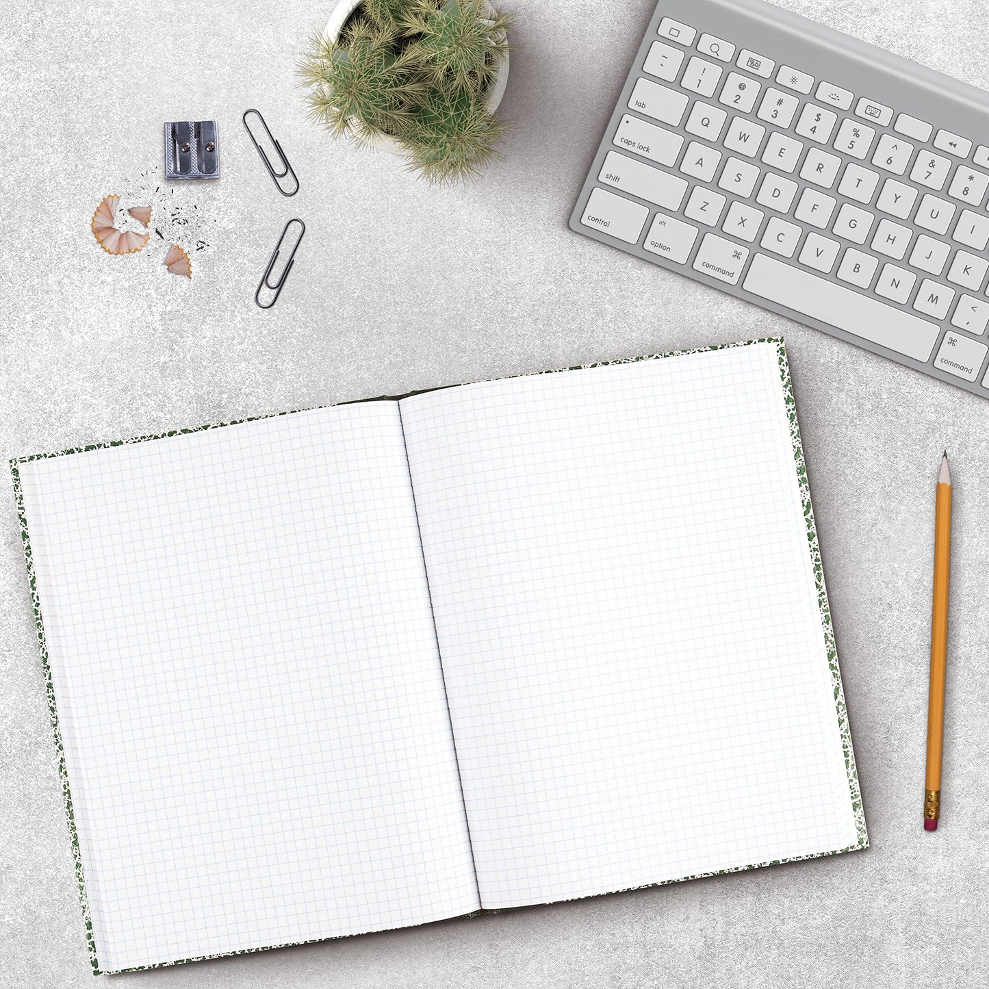 Green marble lab book, 5x5 quad, 60 sheets