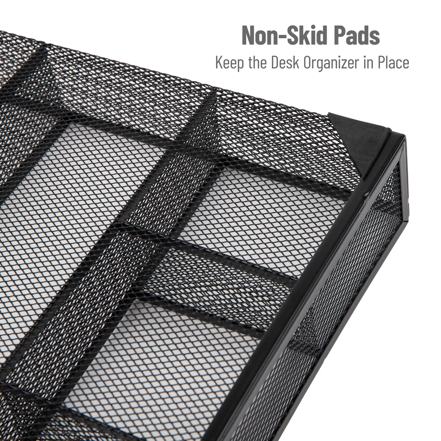 Set of 2 black metal mesh drawer organizers