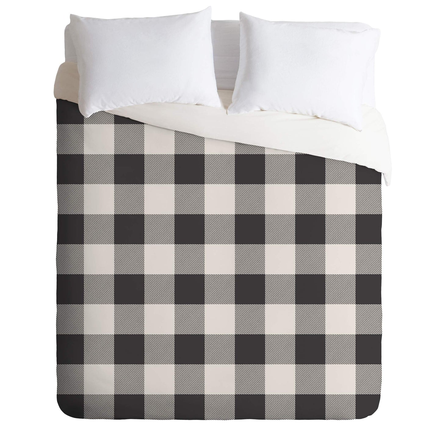 Zoe Wodarz City Plaid Duvet Set with Pillow Sham, Twin, Black  White