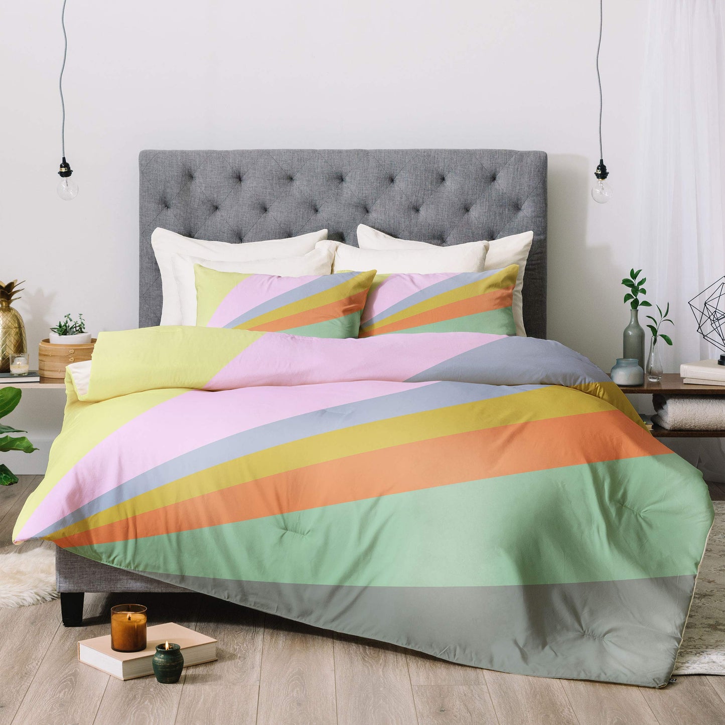 Pastel Rainbow Sunburst June Journal Comforter Set with Pillowcase(s), Twin/XL