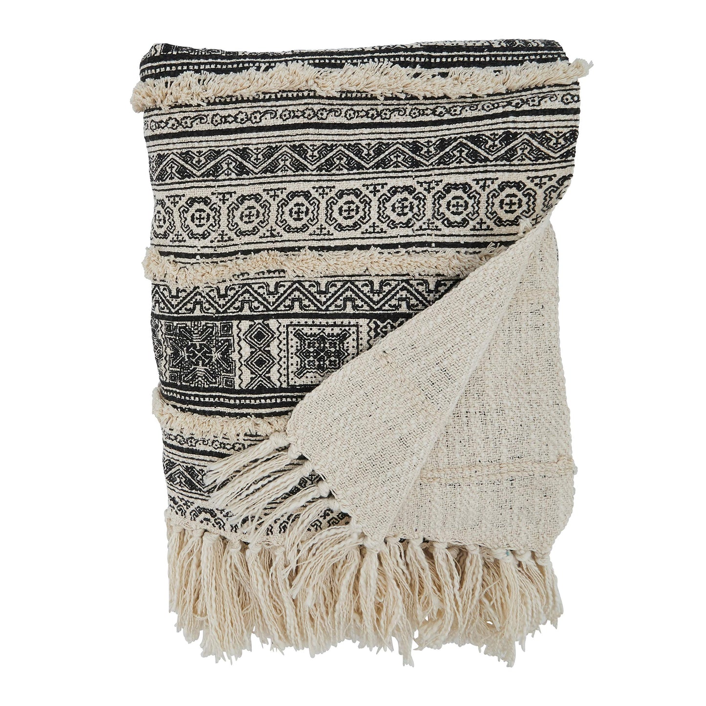 Sevan Block Print Embellished Throw, 50" x 60", Black