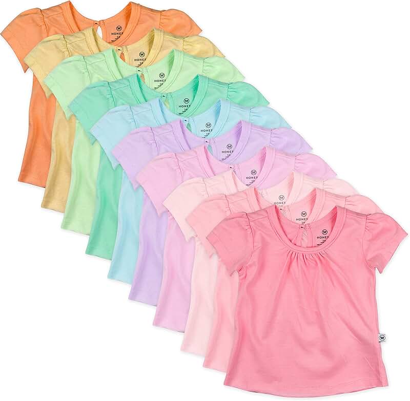 Five Organic Cotton Puff Sleeve T-Shirts for Kids