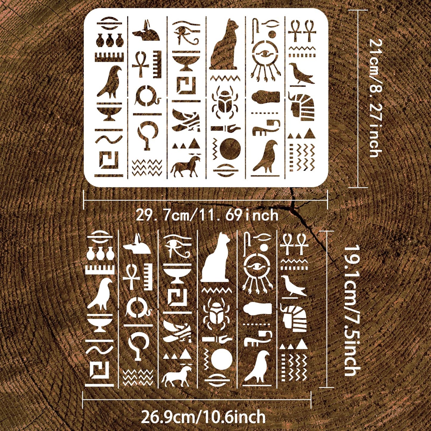 Reusable Hieroglyph Template 11.7x8.3 inch Plastic for DIY Art