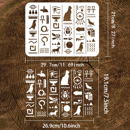 Reusable Hieroglyph Template 11.7x8.3 inch Plastic for DIY Art