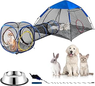 Outdoor Cat Playpen with Tunnel and Cube