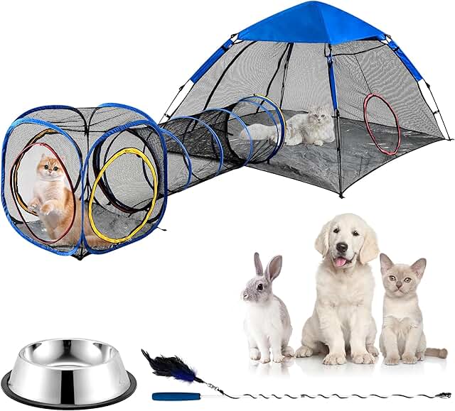 Outdoor Cat Playpen with Tunnel and Cube