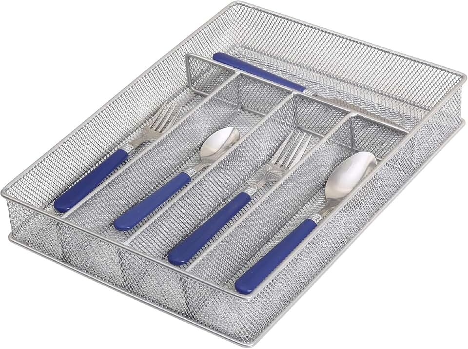 Metal Silverware Organizer with 5 Compartments