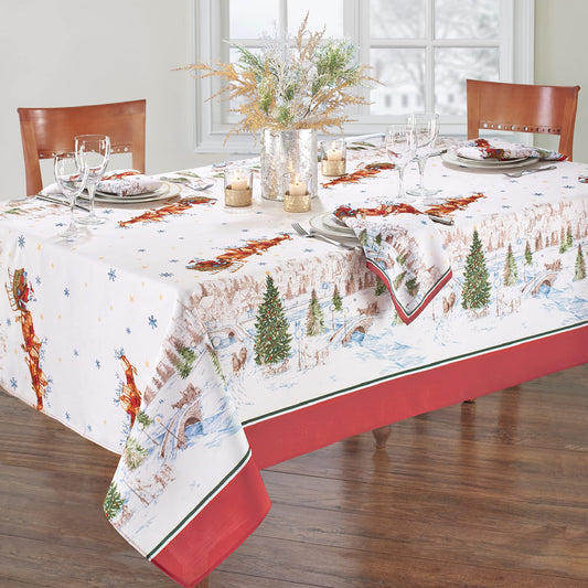 Farmhouse Living Holiday Buffalo-Check Fabric Tablecloth, 60" x 144", Multi
