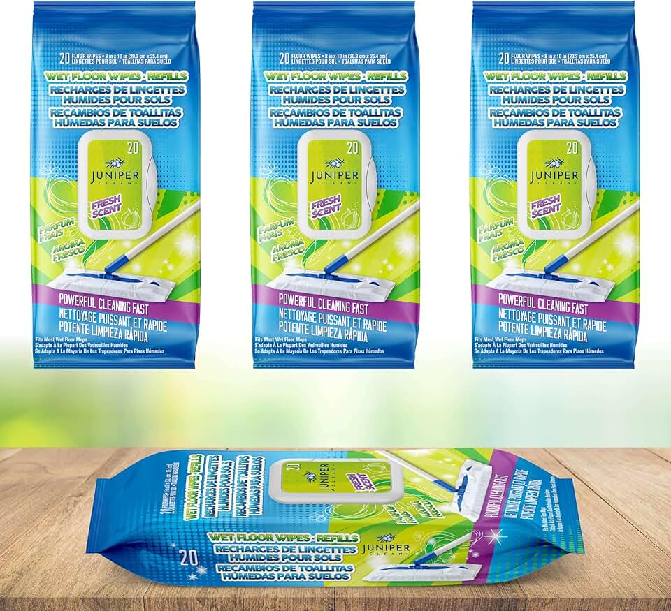 Wet Floor Wipes for Multi-Surface Cleaning, 20 Pack