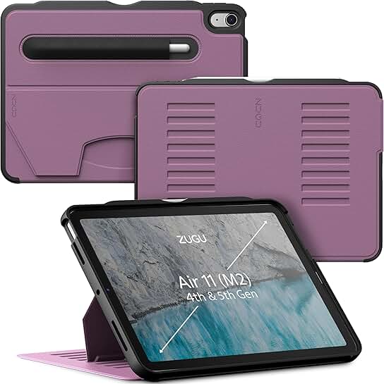 iPad Air 11/10.9 Inch Protective Case with Stand and Pencil Storage