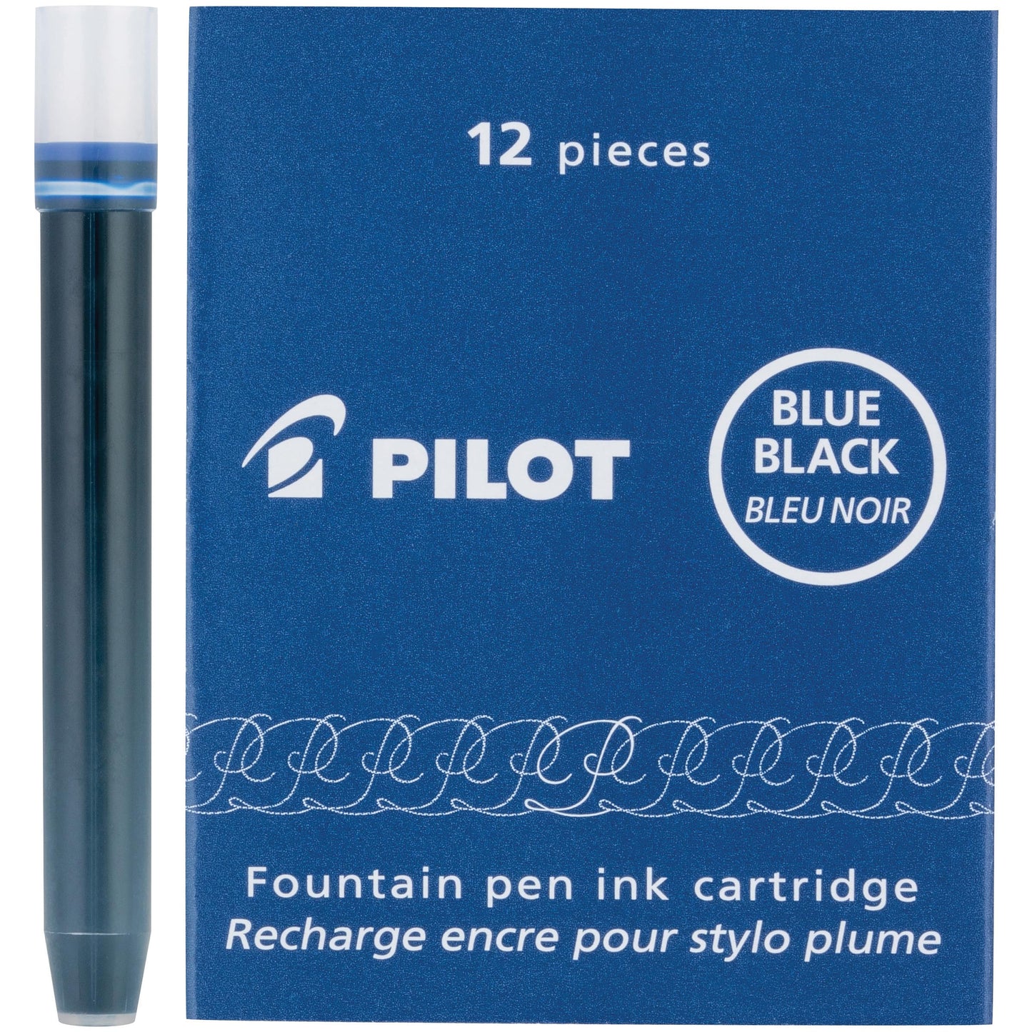 Blue and black fountain pen ink cartridges, pack of 2