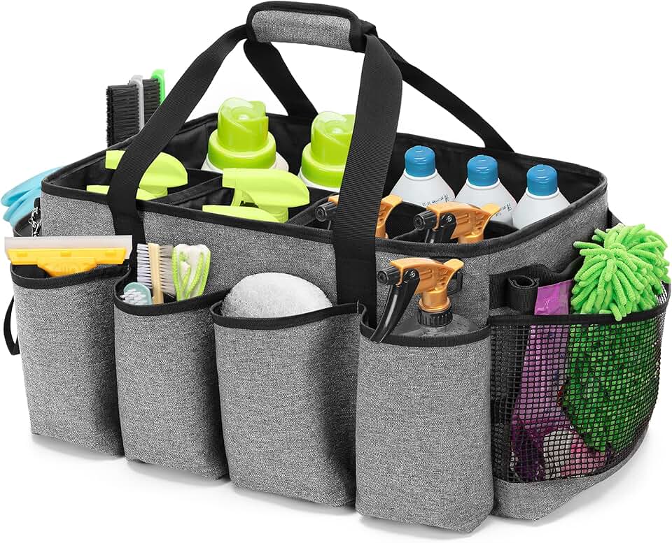 Large Cleaning Caddy with Handles for Tools and Supplies