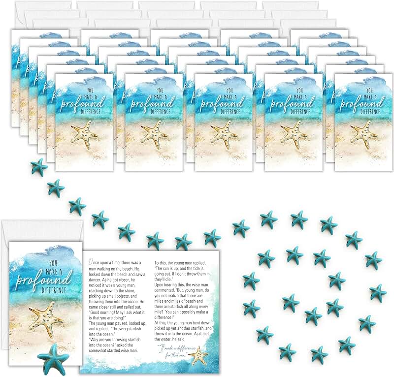 30 Starfish Appreciation Greeting Cards with Envelopes