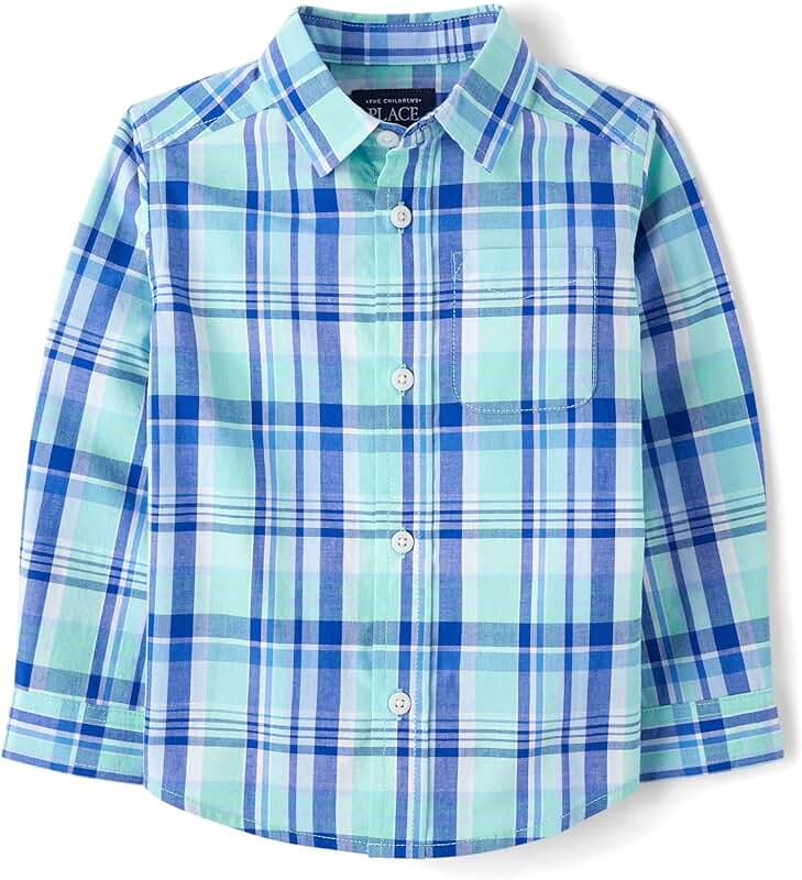 Baby boys' long sleeve plaid shirt, 9-12 months