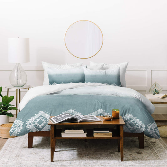 Dash and Ash Morning Fogg Duvet Set with Pillow Sham, Twin, Blue