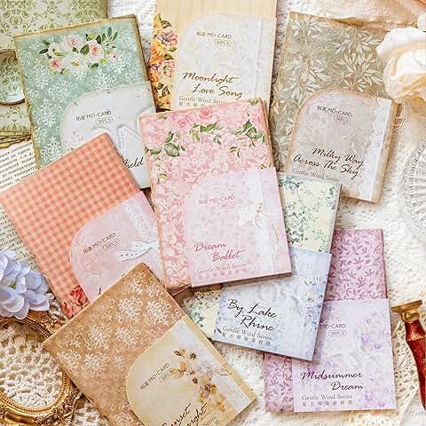 Set of 8 Vintage Floral Scrapbook Papers, 240 Pieces